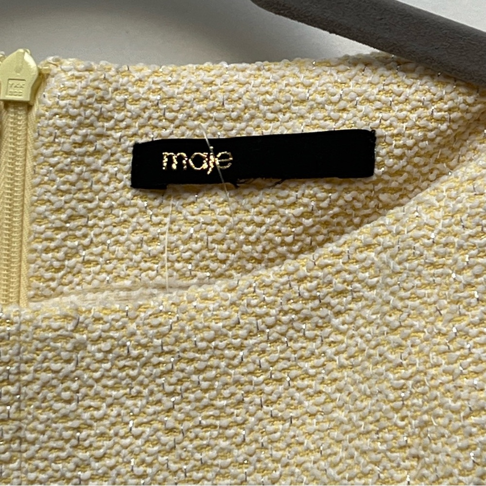 NWOT Maje Risoleil Pale Yellow Tweed Dress—No size tag - Picture 12 of 15